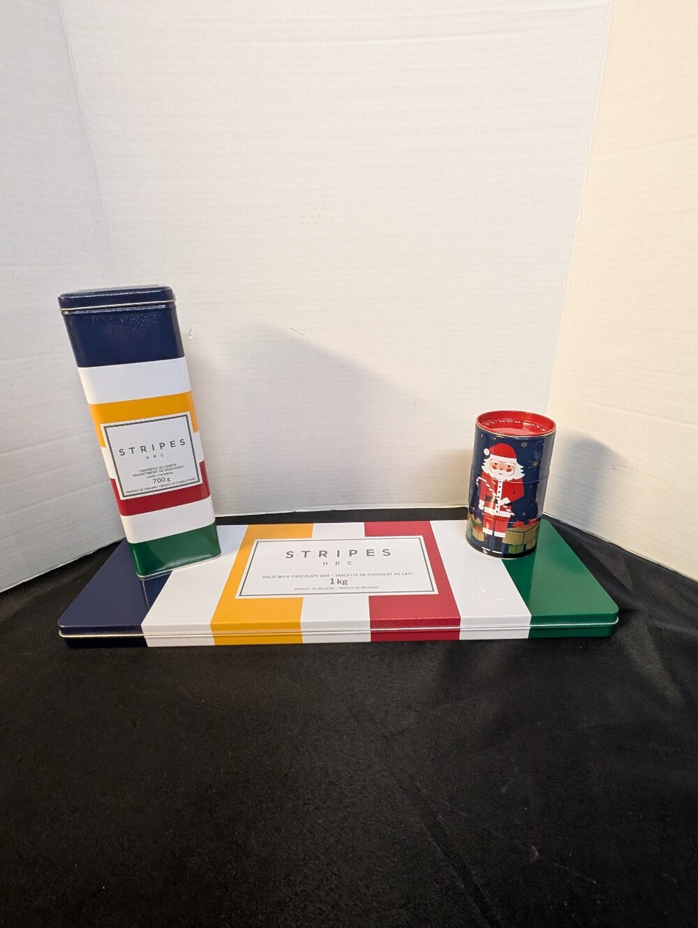 New HBC Hudson’s Bay Company Tins Chocolate & Candy Twist Turn Santa Lot Of 3